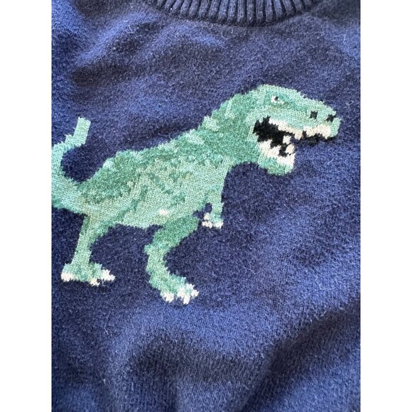 Janie and Jack The Striped Dino Sweater Navy Green Boy's Size 3 - Picture 6 of 6
